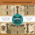 Vintage Gothic Enchantment printable folio kit with 86 pages, two folio designs, skeletons, spiders, bats, and journaling pages