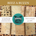 Beez A Buzz’n printable vintage bee paper pack with 37 pages, 35 paper designs, honeycomb patterns, and a bonus mini book