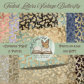 Faded Letters Vintage Butterfly printable paper pack with 13 coordinating 8.5 × 11 designs