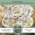 Pocket Plates set with 10 vintage botanical fold-out pockets and five backing papers