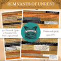 Remnants of Unrest Halloween Phrases and Quotes printable set with 50+ sayings in two PDFs, formatted for 8.5 by 11-inch paper at 300 DPI.